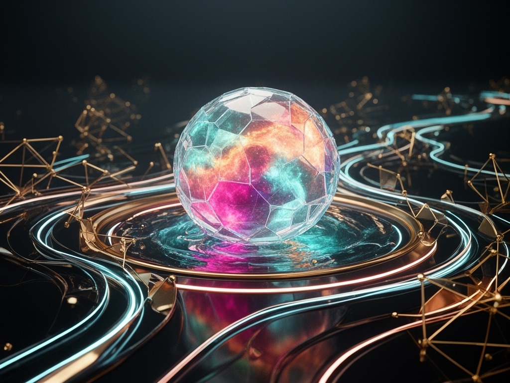 Stylized illustration of the SushiSwap decentralized exchange with token swap pools and liquidity flows